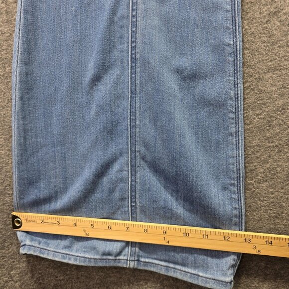 Express Jeans Womens 8 Long Light Blue Bell Flare Super High Rise Belted Denim - Picture 10 of 10